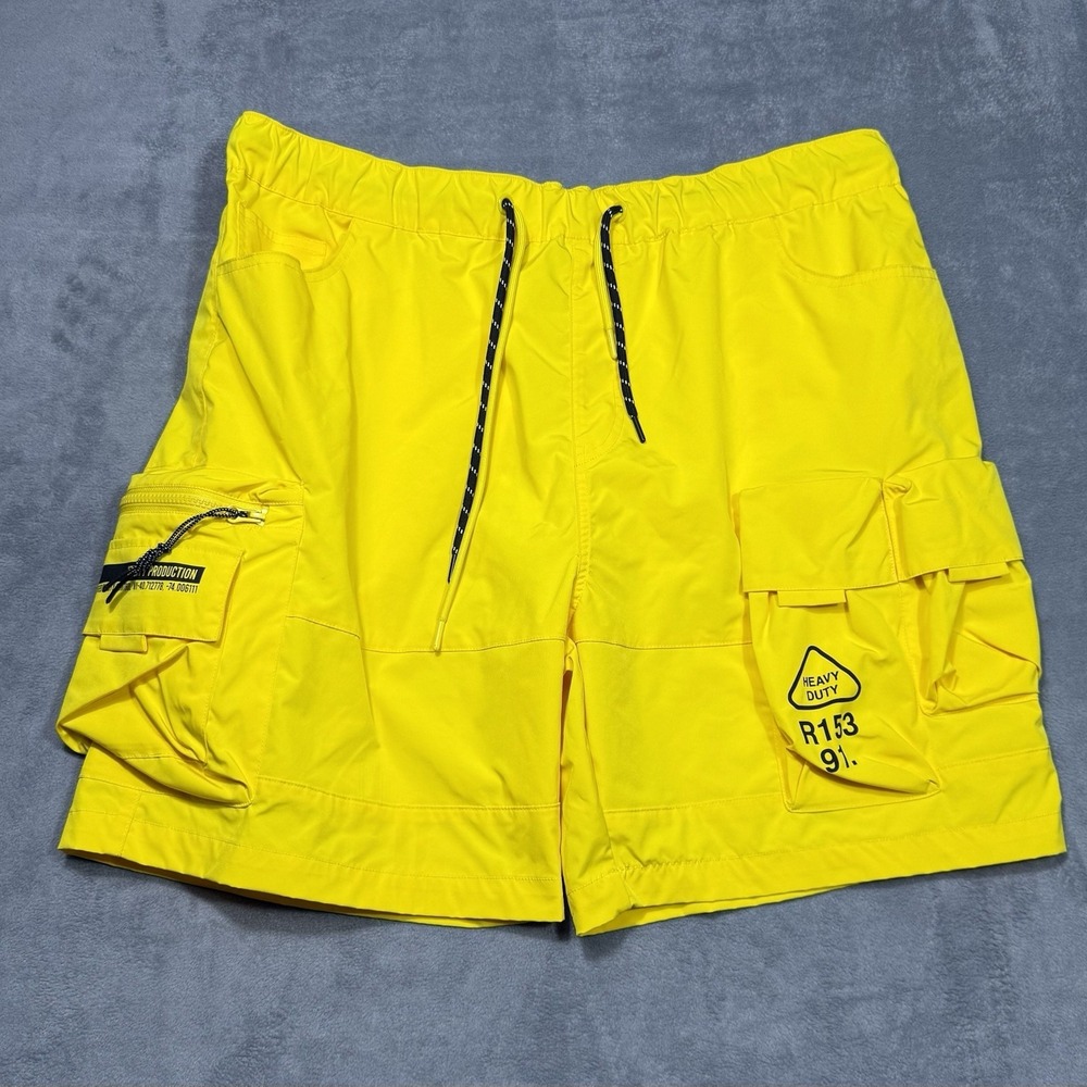 Smoke Rise Shorts Mens 2XL XXL Utility Cargo Stretch Yellow Beach Surf Retro USA